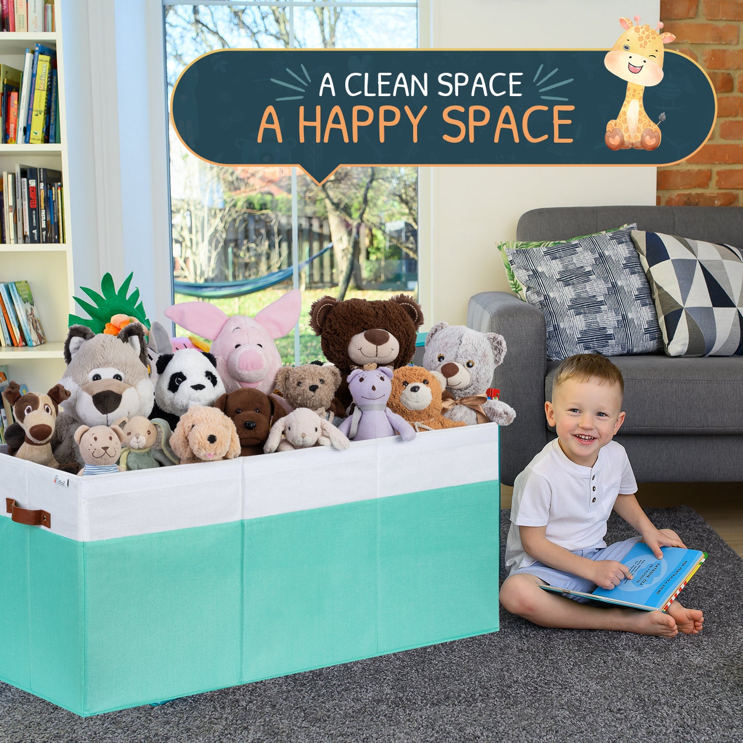 Light Green & White Toy Storage Box