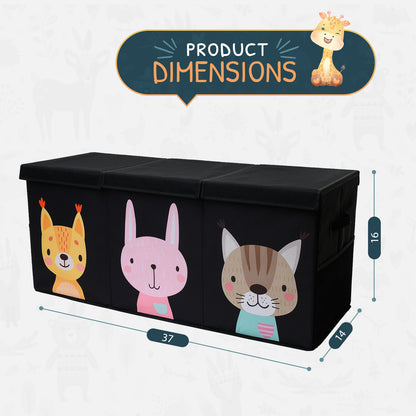 Animals - Black Toy Storage Box