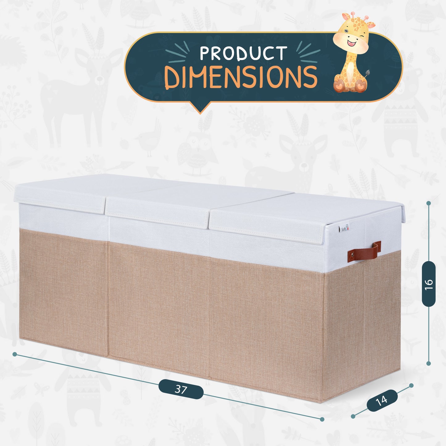 Beige & White Toy Storage Box