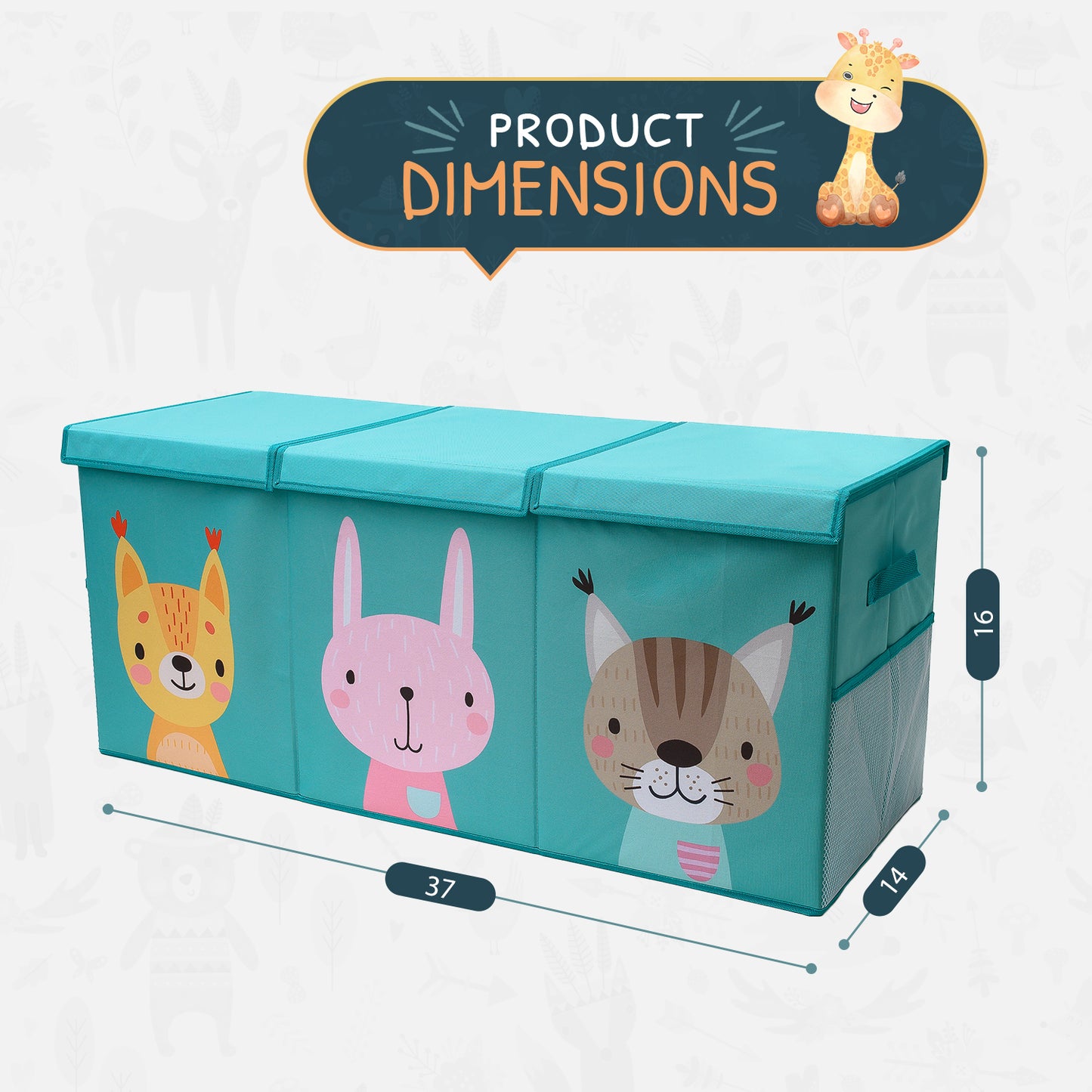 Animals - Turquoise Toy Storage Box