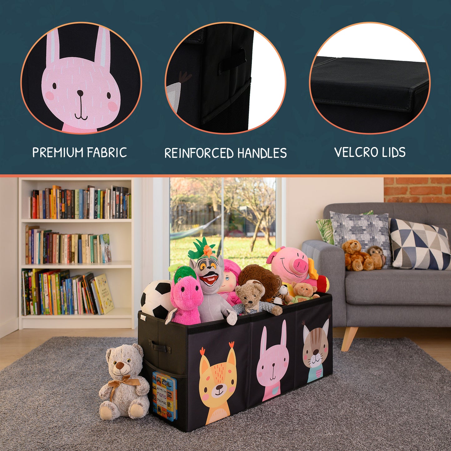 Animals - Black Toy Storage Box