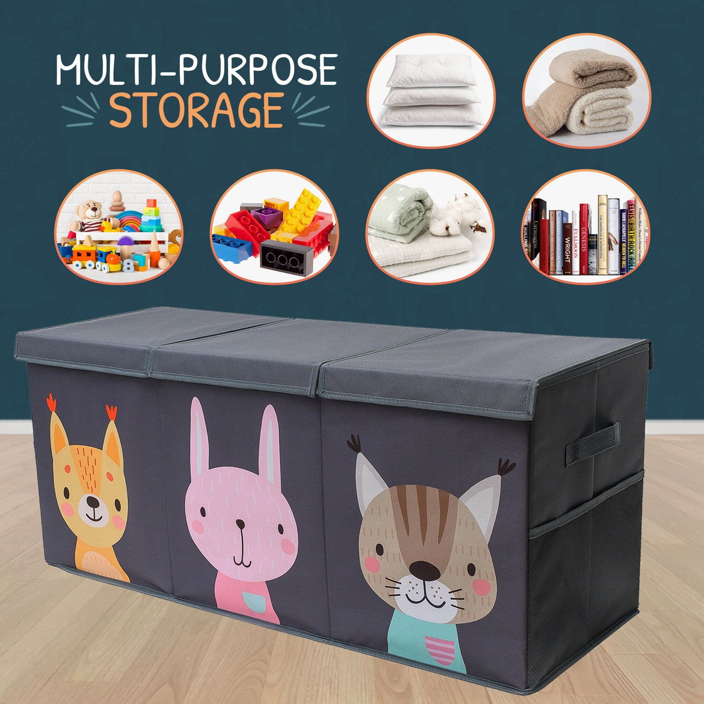 Animals - Gray Toy Storage Box