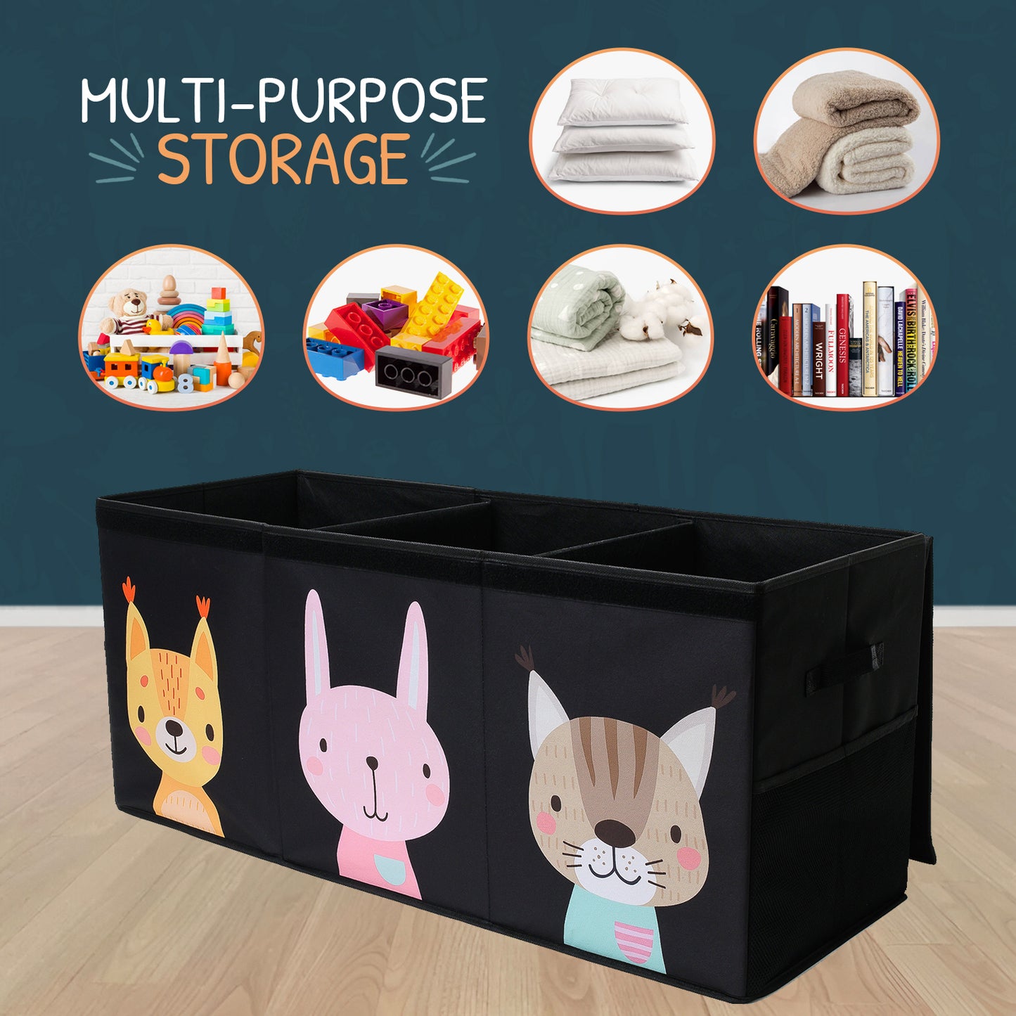 Animals - Black Toy Storage Box