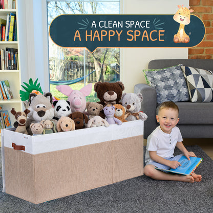 Beige & White Toy Storage Box