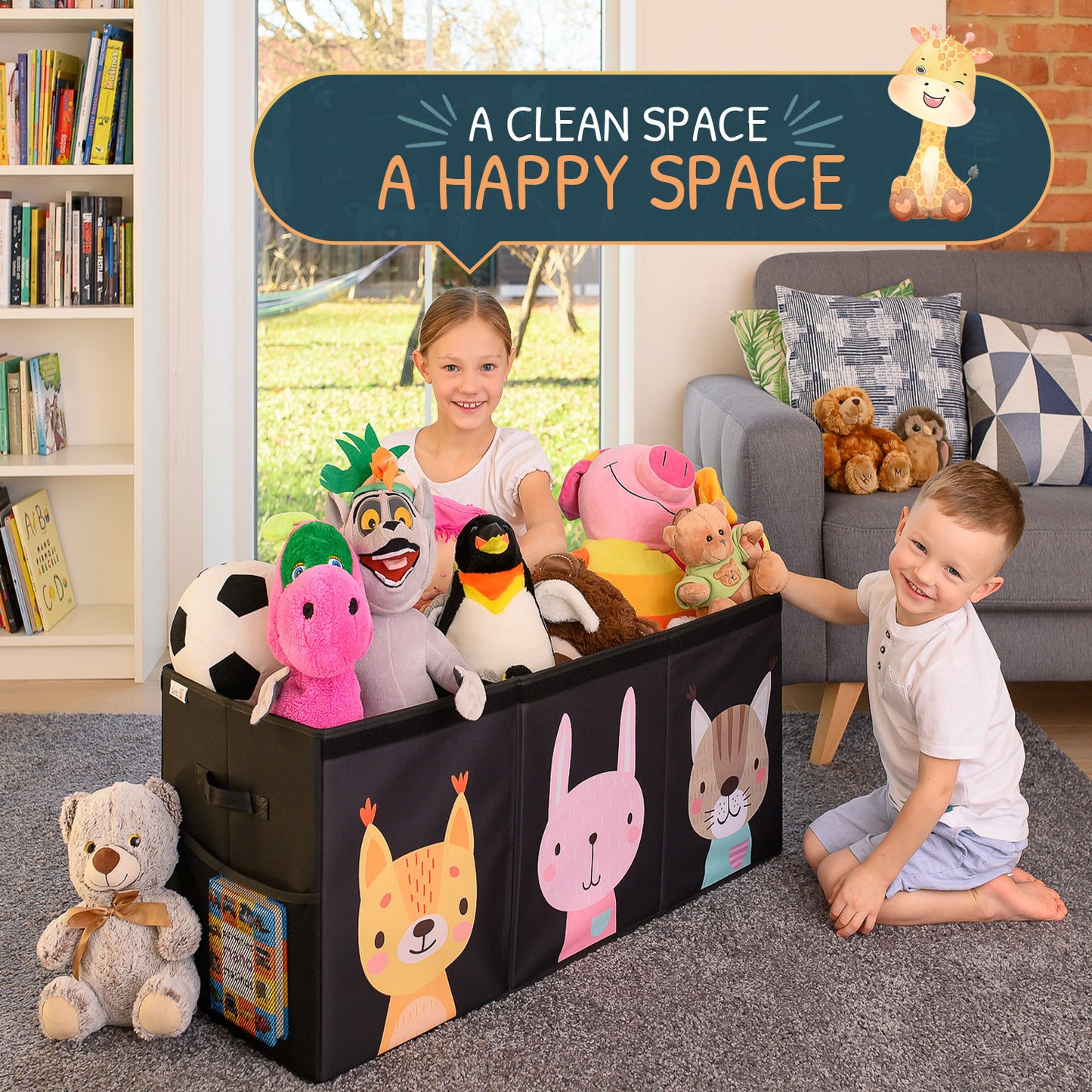 Animals - Black Toy Storage Box