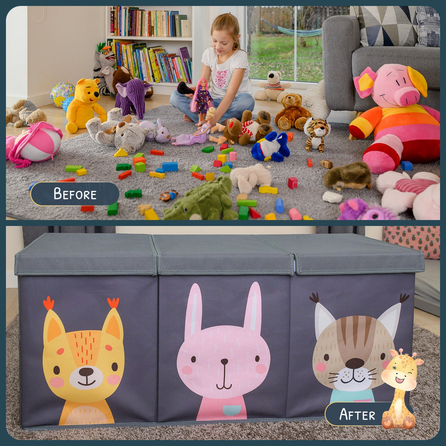 Animals - Gray Toy Storage Box