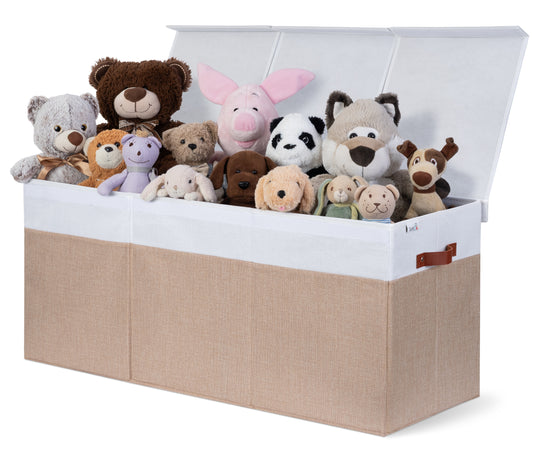 Beige & White Toy Storage Box